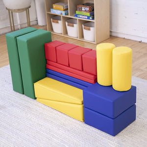 YOZZI Large Soft Builder Blocks, Unit-Style, Assorted, 16-Piece