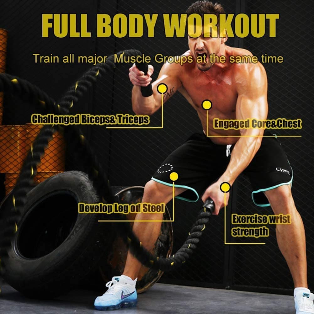 Battle Rope 38mm Workout Exercise Training Rope - Gym Plus