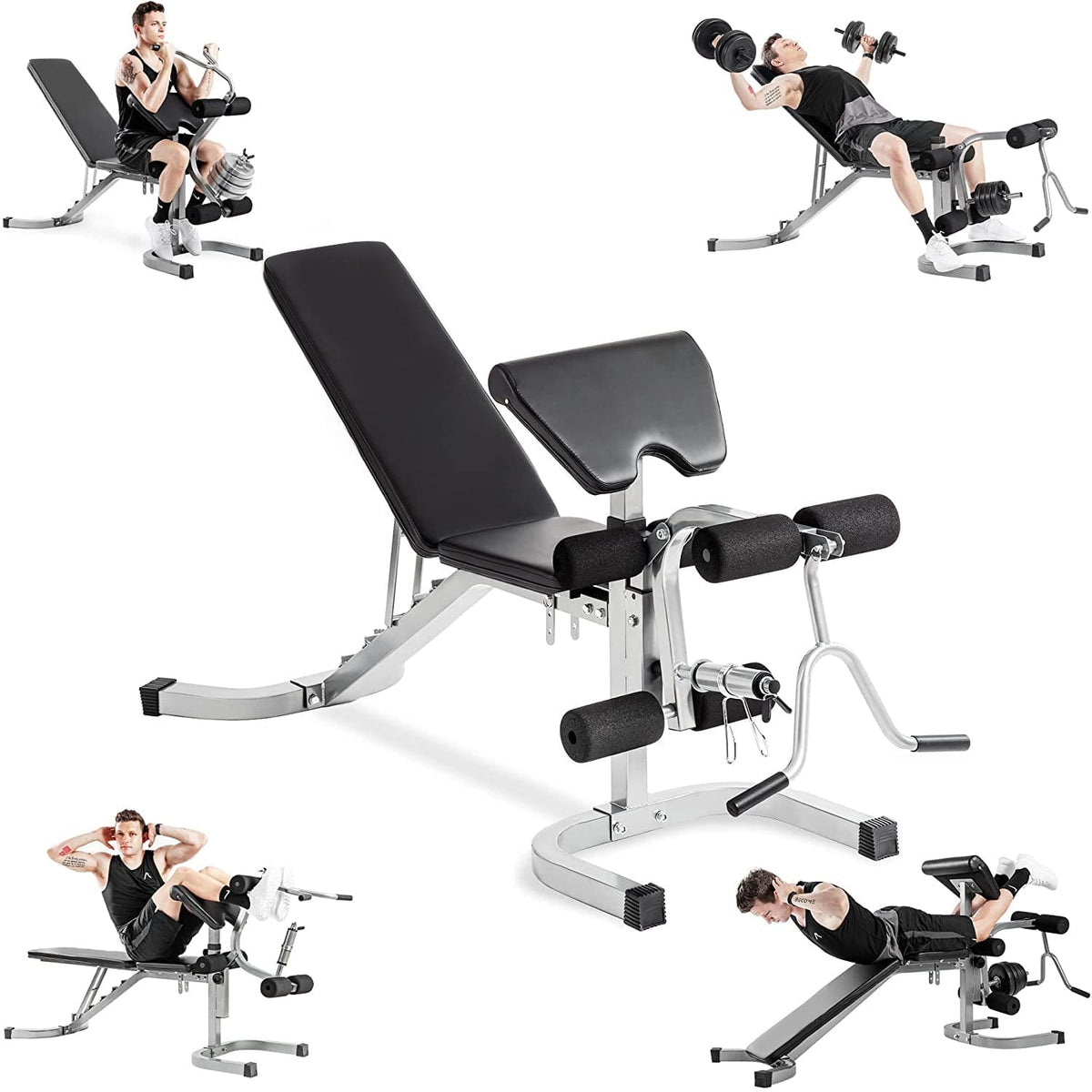 Adjustable Olympic Weight Bench with Preacher Curl Pad