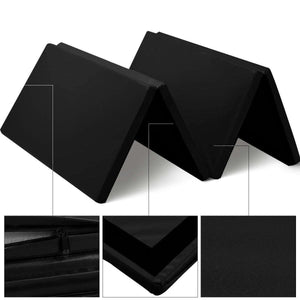 3Mx1.2Mx5cm Folding Tumbling Mat Gymnastics Gym Exercise Mat High Density - Black