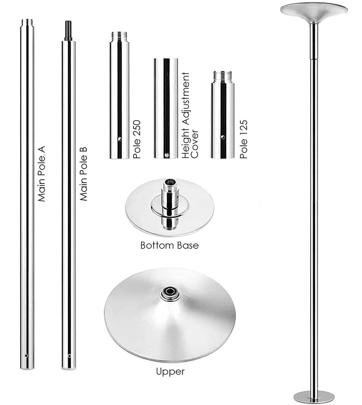 Portable Pole Dancing Set with 160cm Crash Mat