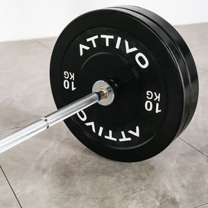 ATTIVO Squat Rack, Barbell, and Bumper Plates Package