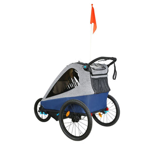 Deluxe Kids Bike Trailer 3 In 1 Foldable Jogger Stroller Transport Carrier