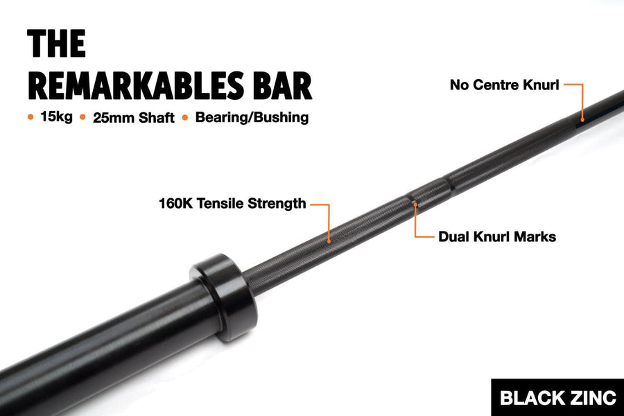 Gym Plus Olympic Barbell 15kg - Black Zinc GP-RMK-BUSH-15KG