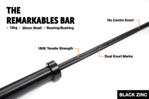 ATTIVO Women's Remarkables Bar 15kg Olympic Barbell - Black Zinc