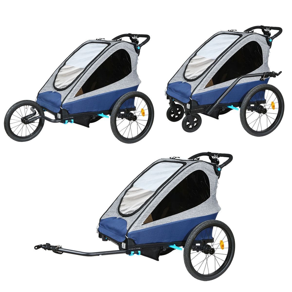 Deluxe Kids Bike Trailer 3 In 1 Foldable Jogger Stroller Transport Carrier V2.0