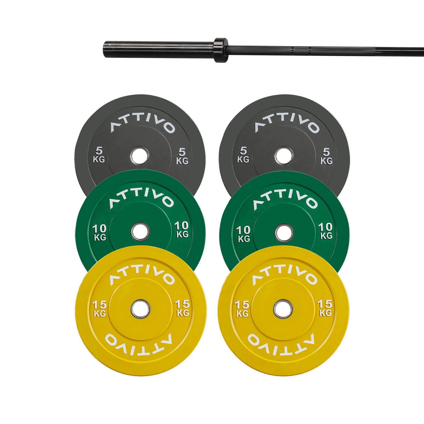 ATTIVO Remarkables Olympic Bar 15KG and Bumper Plates Powerlifting Set