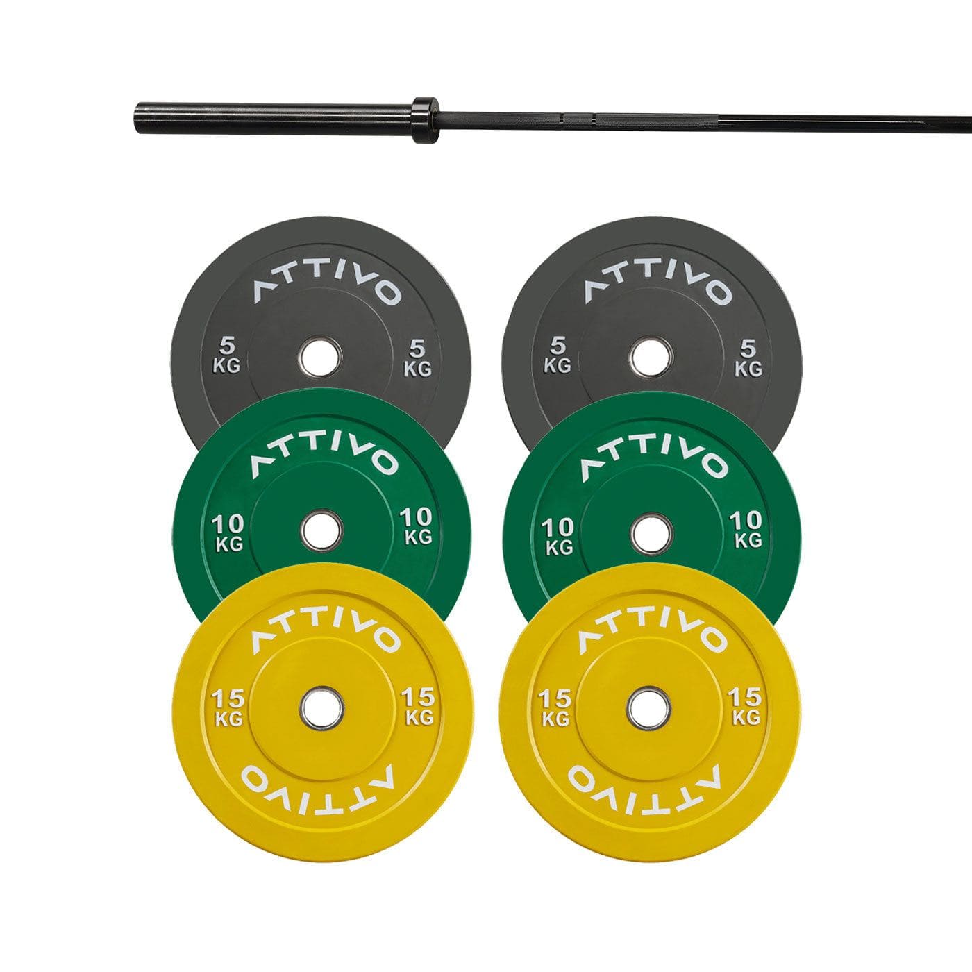 ATTIVO Remarkables Olympic Bar 20KG and Bumper Plates Powerlifting Set