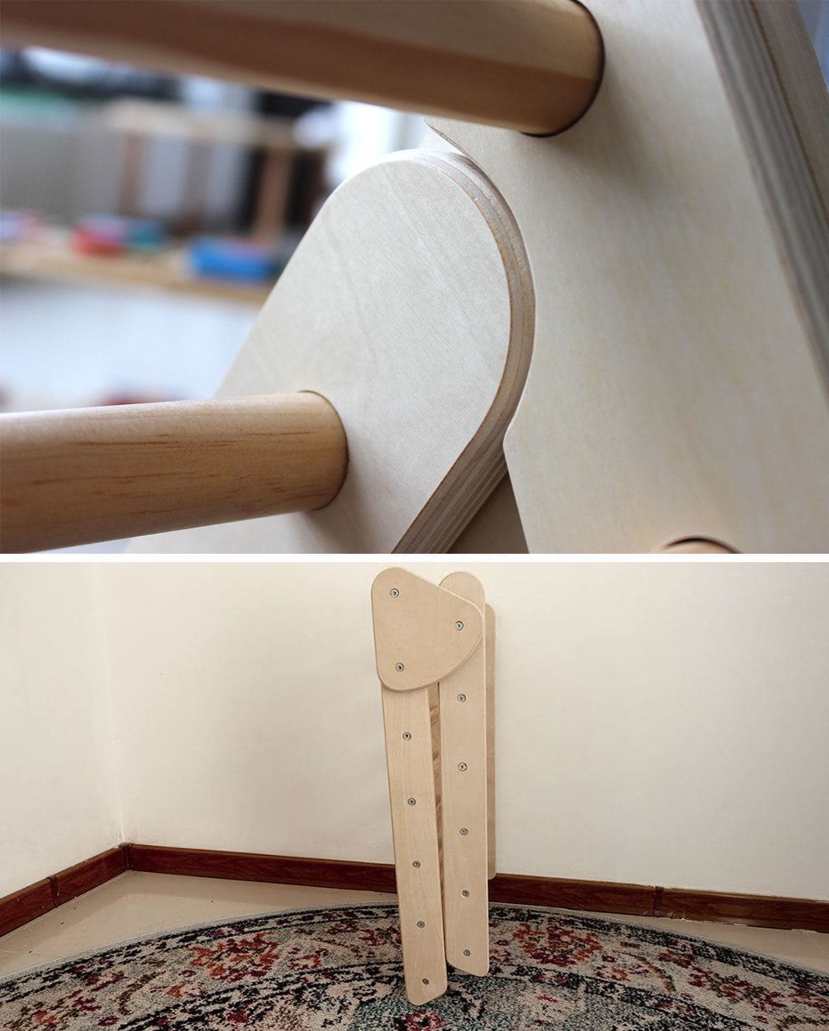 Pikler Foldable Climbing Triangle with Tent and Reversible Ramp