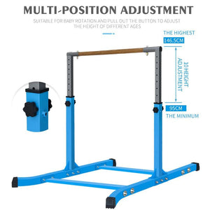 Gymnastic Horizontal Bar Sports Junior Training Bar Adjustable Height Kip Bar - Blue