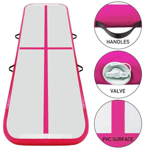 3x1M Inflatable Air Track Mat Tumbling Floor Home Gymnastics Mat Pink with Electric Pump