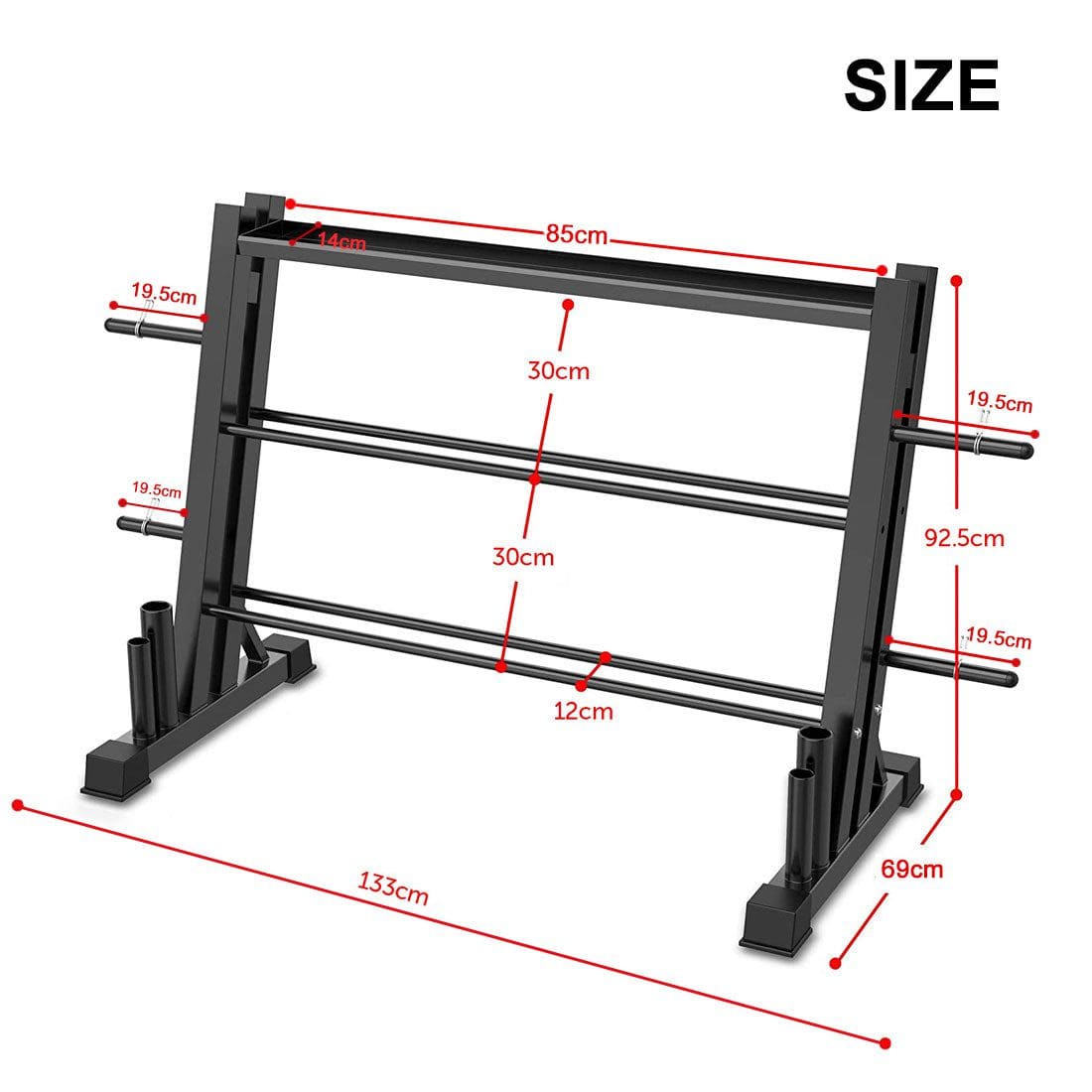 ATTIVO 3-Tier Weights and Barbell Storage Rack for Barbell, Dumbbells ...
