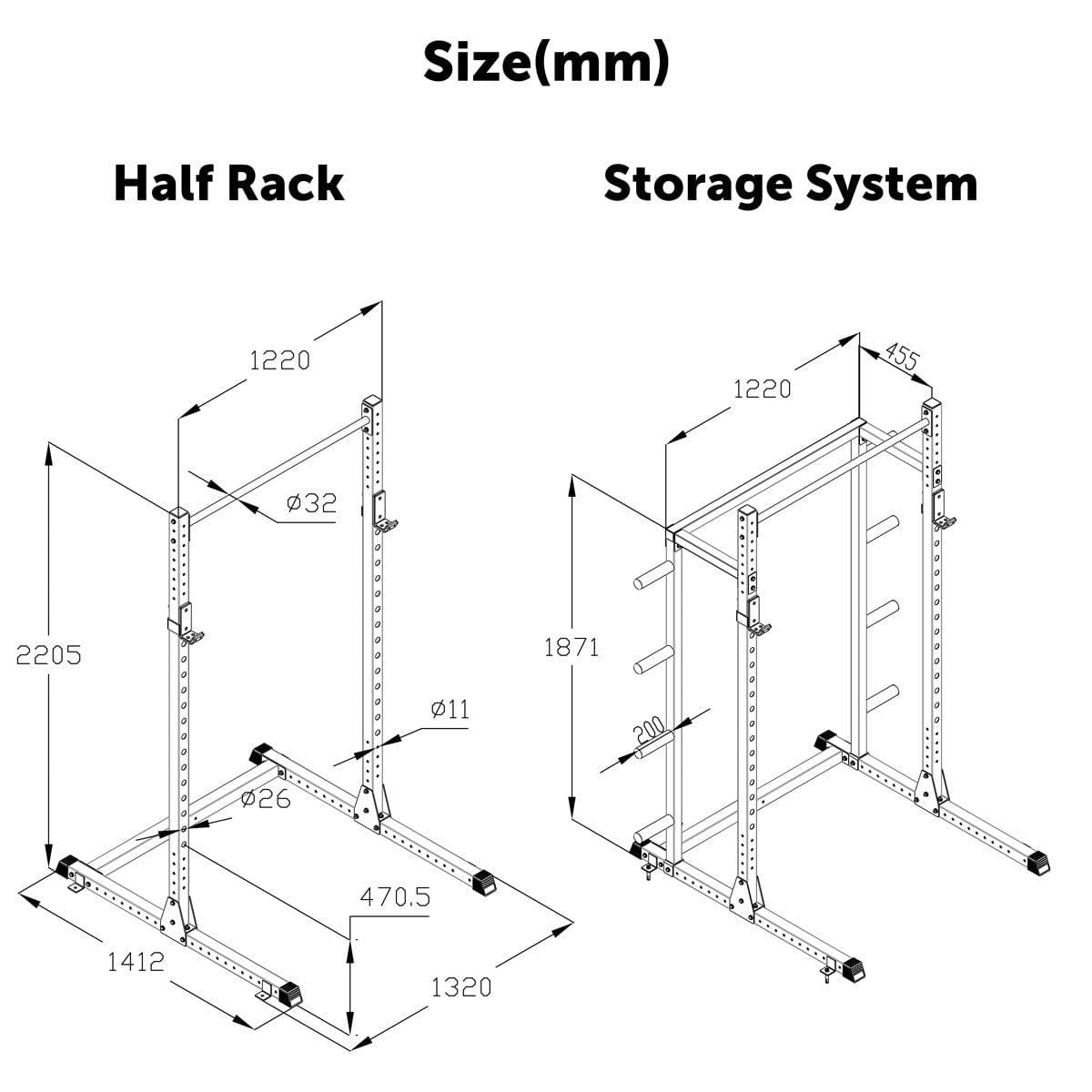 ATTIVO Half Power Rack with Storage System Option - HR2300 Pink